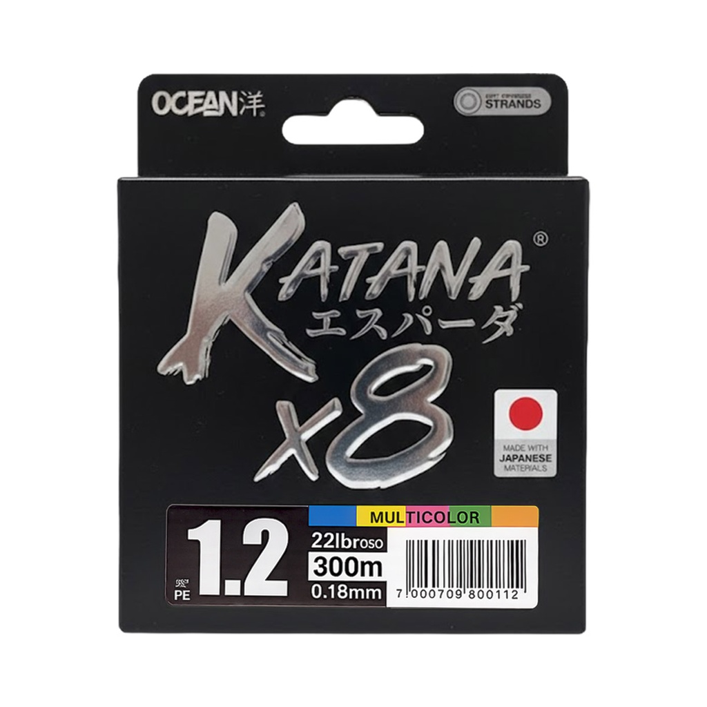Multifilamento Ocean Katana 8X - Multicolor - 0.18mm - 300M