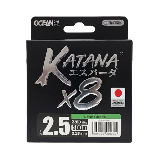 [KTX8026300LG] Multifilamento Ocean Katana 8X - Leaf Green - 0.26mm - 300M