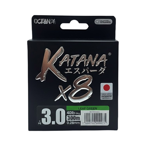 [KTX8028300LG] Multifilamento Ocean Katana 8X - Leaf Green - 0.28mm - 300M