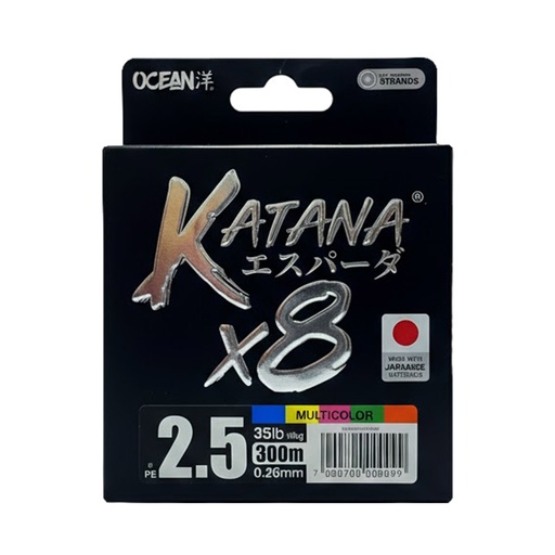 [KTX8026300M] Multifilamento Ocean Katana 8X - Multicolor - 0.26mm - 300M