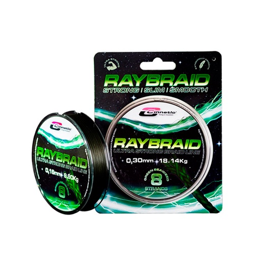 [330314] Sedal Multifilamento Cinnetic New Raybraid 8X 300M - Green Tracer 0.30mm